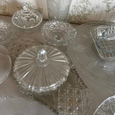 Clear Glass Serving Ware, GIANT Pile!