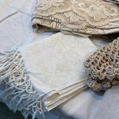 Crocheted, Brocade Ecru Color, Linens 