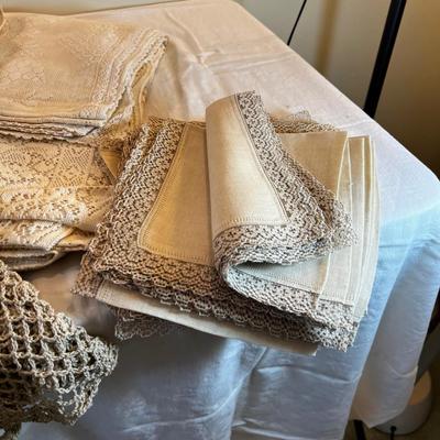 Crocheted, Brocade Ecru Color, Linens 