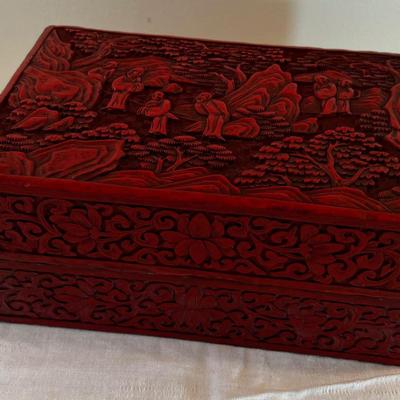 Red Lacquer Box Carved