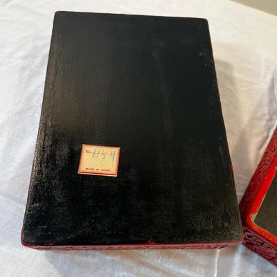 Red Lacquer Box Carved