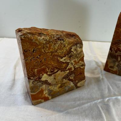 Stone Book Ends, Cut Polished Rust Color Rock