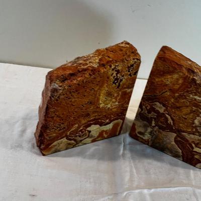 Stone Book Ends, Cut Polished Rust Color Rock