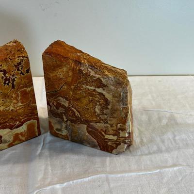 Stone Book Ends, Cut Polished Rust Color Rock