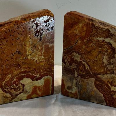 Stone Book Ends, Cut Polished Rust Color Rock
