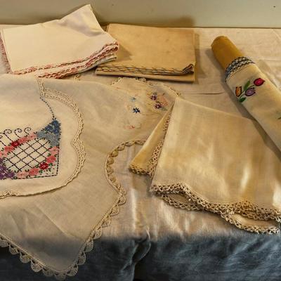 Embroidered Linen Table Cloth Runner etc.