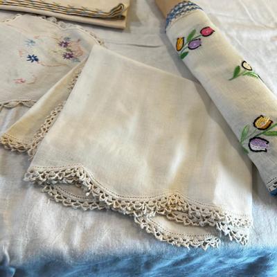Embroidered Linen Table Cloth Runner etc.