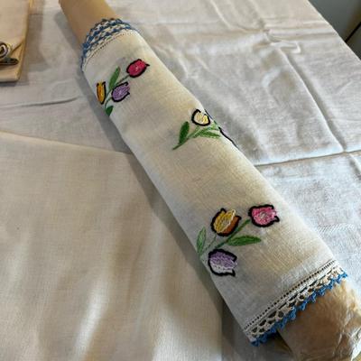 Embroidered Linen Table Cloth Runner etc.