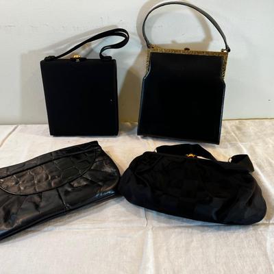 Pile of 4 Black Purses 