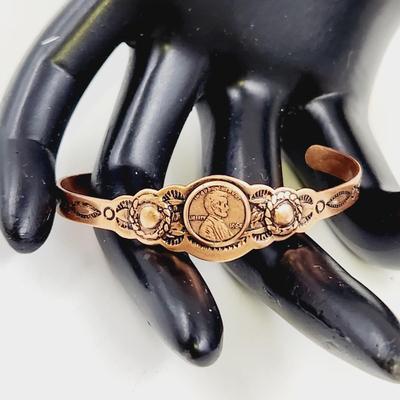 BEAUTIFUL COPPER SIGNED PENY BRACELET