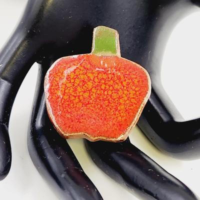 TERRACOTTA HAND PAINTED APPLE PIN