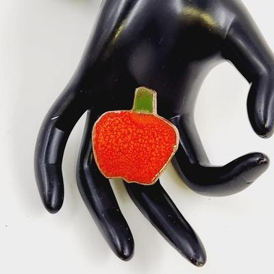 TERRACOTTA HAND PAINTED APPLE PIN