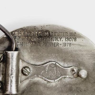 1976 PILGRIM GEESE? PEWTER BELT BUCKLE