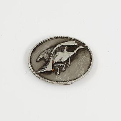 1976 PILGRIM GEESE? PEWTER BELT BUCKLE