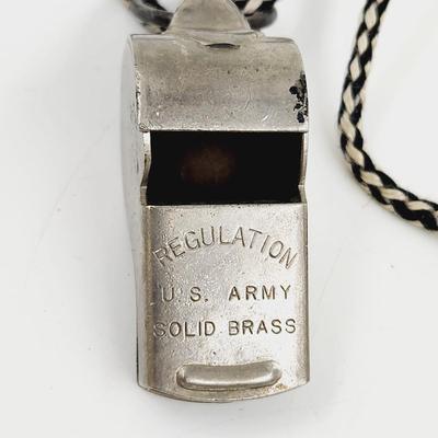 VINTAGE US ARMY SOLID BRASS REGULATION WHISTLE