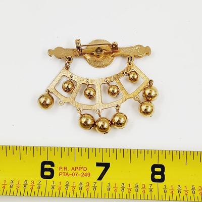 FANTASTIC GOLD TONED COIN BROOCH