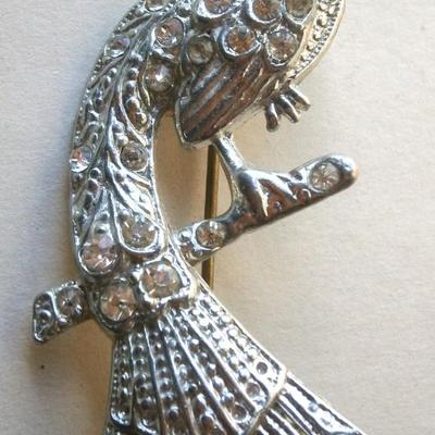 Vintage Figural Peacock Pin with Rhinestones