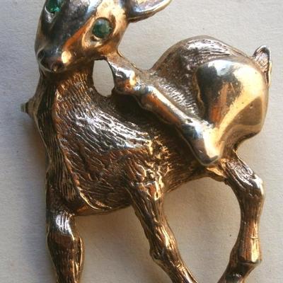Figural Young Deer Scratching Ear Pin