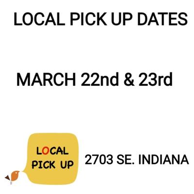 PLEASE READ BELOW FOR LOCAL PICK UP INFO