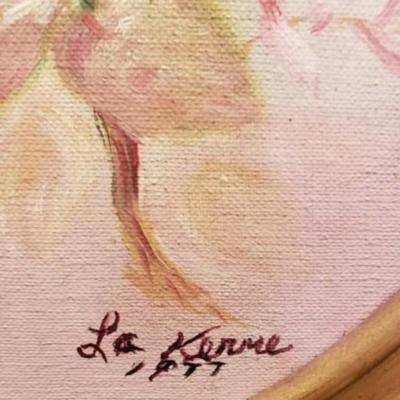 Vintage custom framedÂ Â original painting of roses by La Kerme