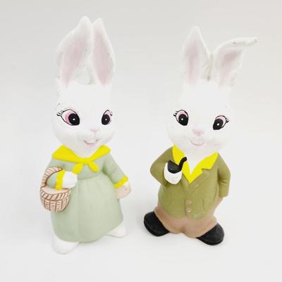 VINTAGE EASTER BUNNY BOY & GIRL CERAMIC BUNNIES