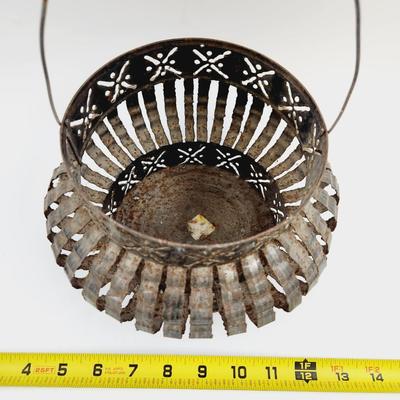 VINTAGE TIN CAN ART LATERN CANDLE HOLDER