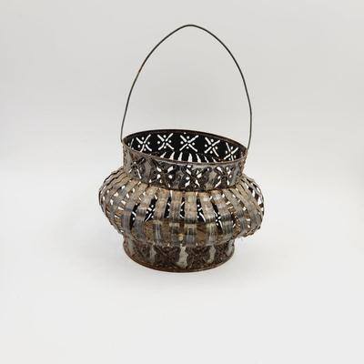 VINTAGE TIN CAN ART LATERN CANDLE HOLDER