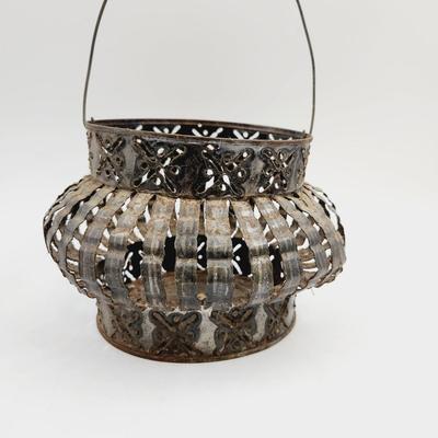 VINTAGE TIN CAN ART LATERN CANDLE HOLDER