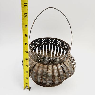VINTAGE TIN CAN ART LATERN CANDLE HOLDER