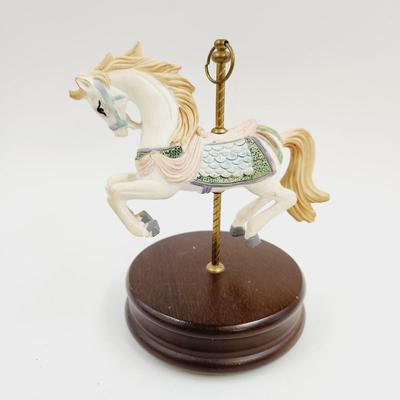 PORCELAIN DECORATED CAROUSEL HORSE MUSIC BOX - WORKS