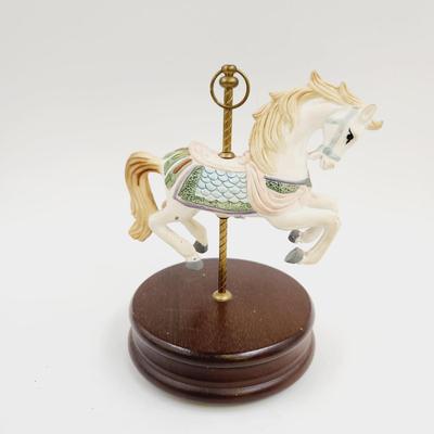 PORCELAIN DECORATED CAROUSEL HORSE MUSIC BOX - WORKS