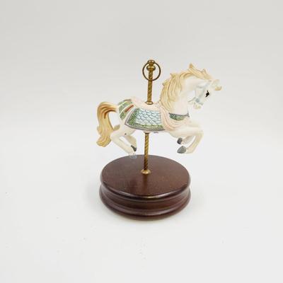 PORCELAIN DECORATED CAROUSEL HORSE MUSIC BOX - WORKS