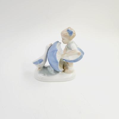 VERY CUTE PORCELAIN GIRL W/ HER GOOSE DECOR