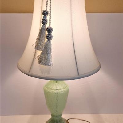 Lot #74  Vintage Table Lamp with Opalescent Green Glass base