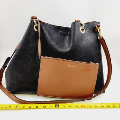 FANTASTIC CALVIN KLEIN LEATHER SHOLDER BAG & EXTRA CLUTH BAG