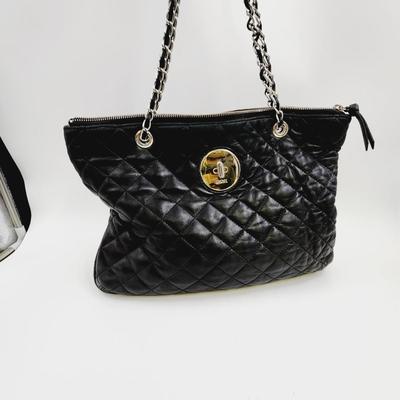 DKNY LEATHER CHAINED SHOULDER PURSE
