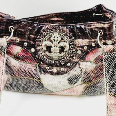 GLAMOROUS FLEUR DE LIS PINK BLACK & WHITE HAND BAG!