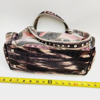 GLAMOROUS FLEUR DE LIS PINK BLACK & WHITE HAND BAG!