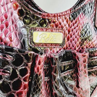 RELIC FAUX PINK & BLACK ALLIGATOR SATCHEL