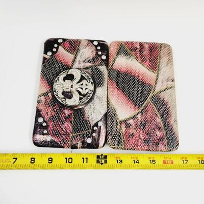 LARGE FLEUR DE LIS PINK BLACK & WHITE WALLET