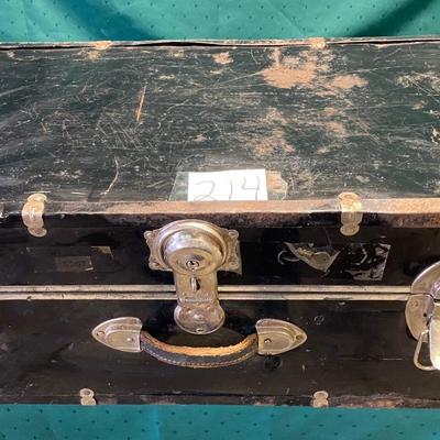 Vintage Metal Trunk with Key
