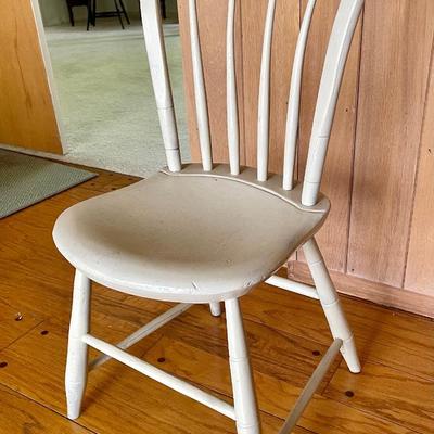 Vintage White Painted Wood Spindel Back Side Desk Chair - ARCADIA