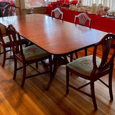 Vintage Dining Table And Six Chairs