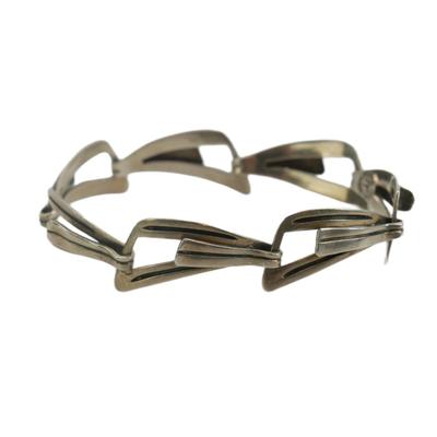 Taxco Signed Sterling Silver Paperclip Bracelet
