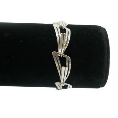 Taxco Signed Sterling Silver Paperclip Bracelet