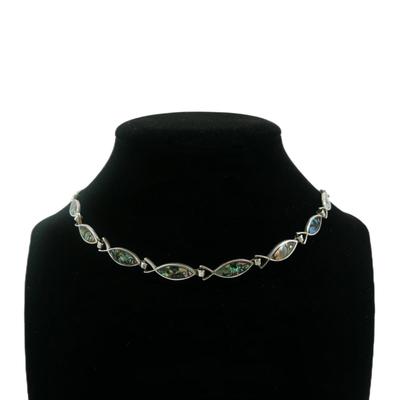 Sterling Silver Abalone Signed Taxco Necklace