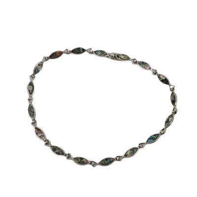 Sterling Silver Abalone Signed Taxco Necklace
