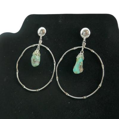 Turquoise Studded Hoop Earrings