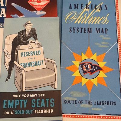 1940's TWA - American Airlines Flight / passenger brochures - Maps