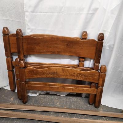 MID-CENTURY VINTAGE SOLID WOOD 2 MATCHING TWIN SIZE BED FRAME SETS